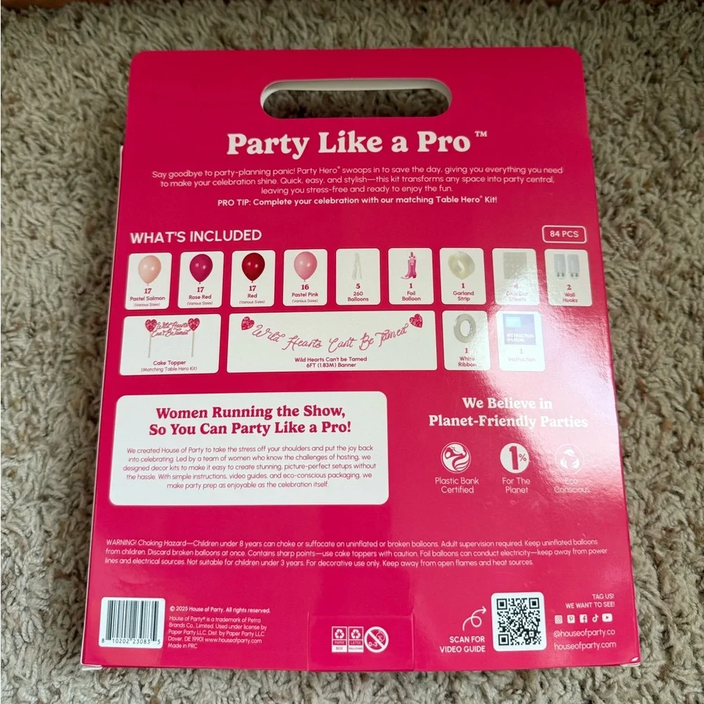 House of Party Wild Hearts Balloons Decor Kit Pink and Red 83ct